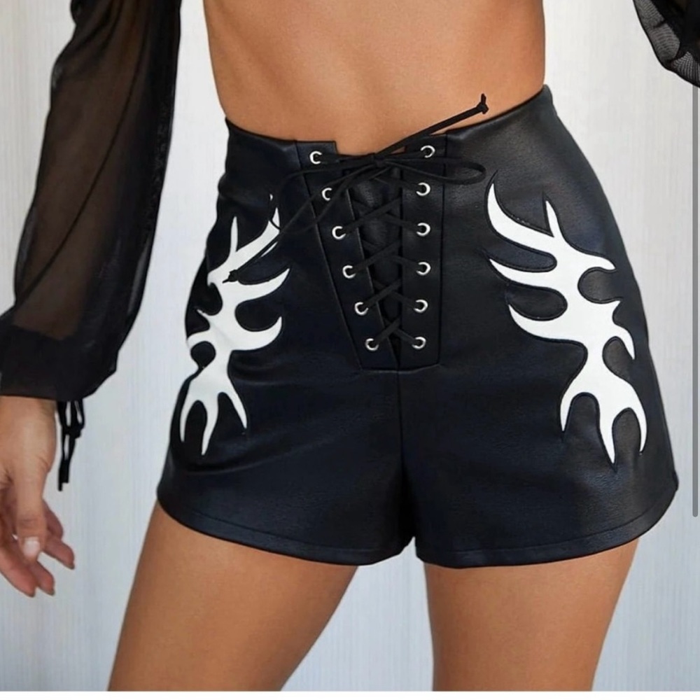 12th Tribe High Waist Black and White Tribal Shorts